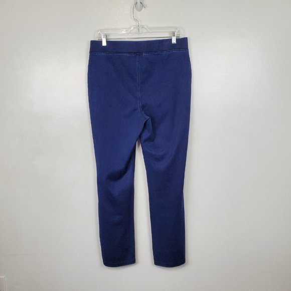 LOGO Blue Stretchy Pull-On Straight Leg Denim Type Pants Size 12 - Picture 4 of 9